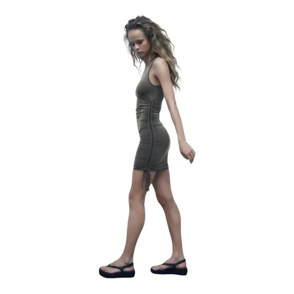 ZARA | Gray Anthracite | RUCHED SEAMLESS DRESS - Picture 7 of 7